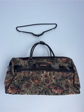 Vintage Floral Tapestry Weekender Duffel Bag – 90s Boho Travel Luggage